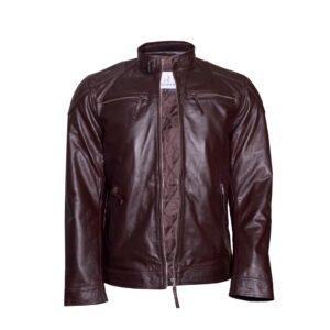 Men's Classic Leather Jacket Cowhide - Brown